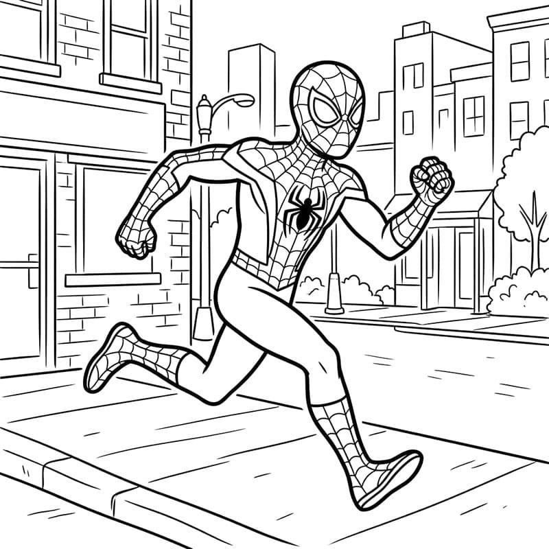 Miles Morales løber hurtigt Tegninger til Farvelægning