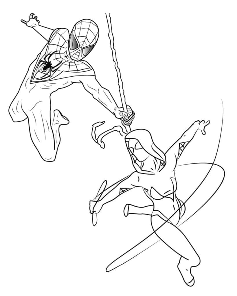 Miles Morales med Gwen Stacy Tegninger til Farvelægning