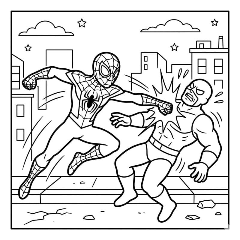 Miles Morales mod fjende Tegninger til Farvelægning