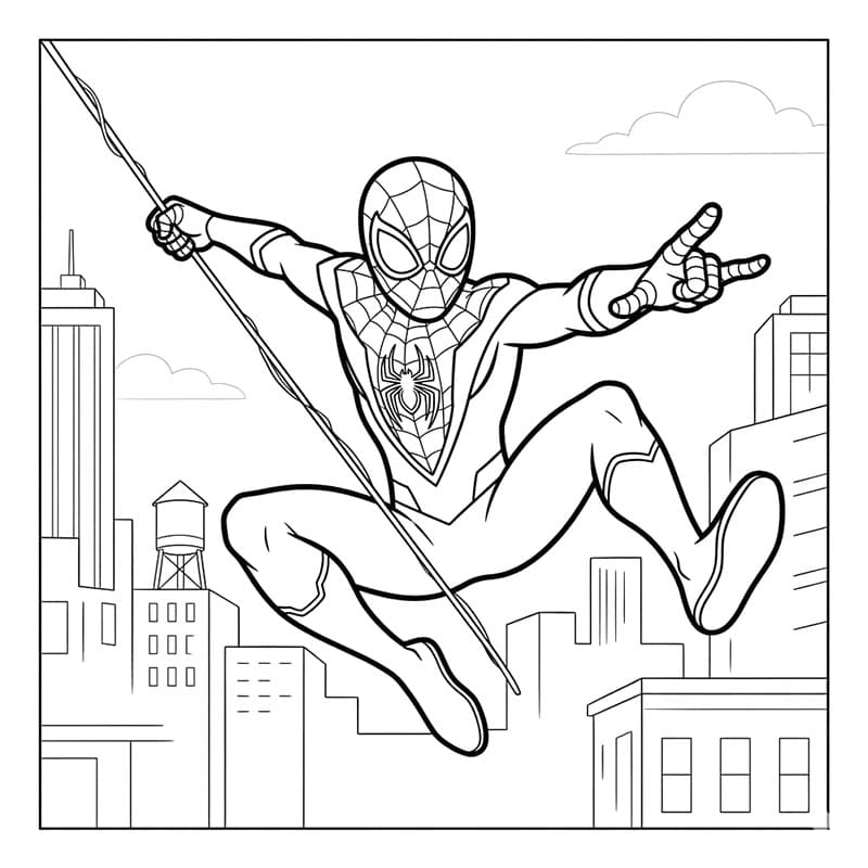 Miles Morales over byen Tegninger til Farvelægning