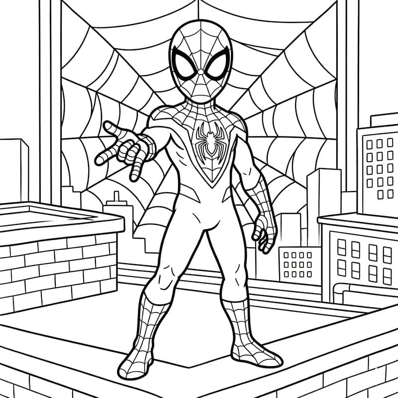 Miles Morales på taget Tegninger til Farvelægning