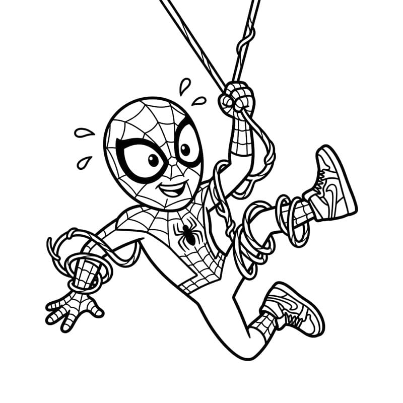 Miles Morales svinger sig Tegninger til Farvelægning