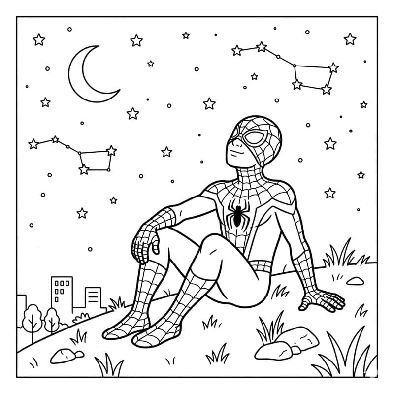 Miles Morales under stjerner Tegninger til Farvelægning