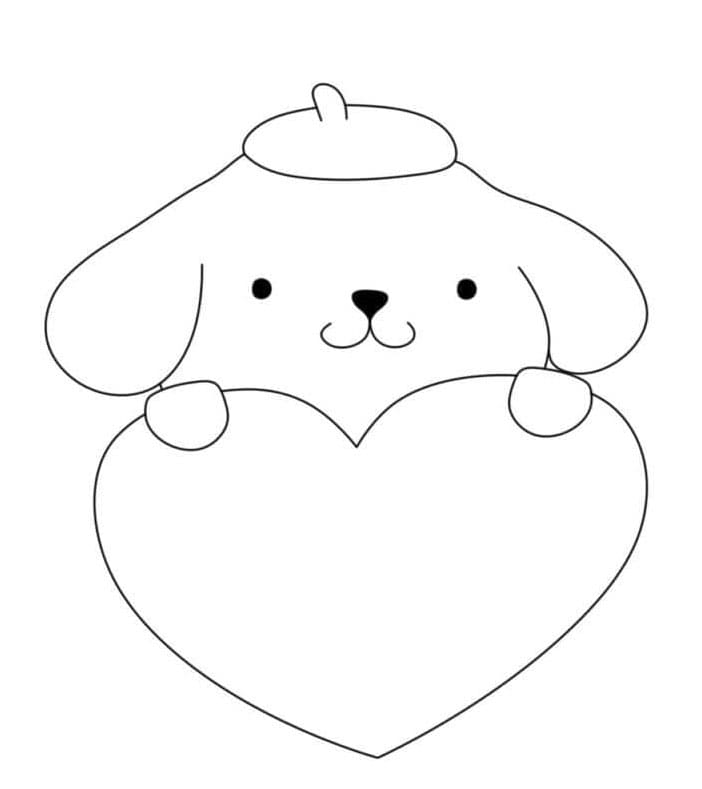 Pompompurin bag et hjerte Tegninger til Farvelægning