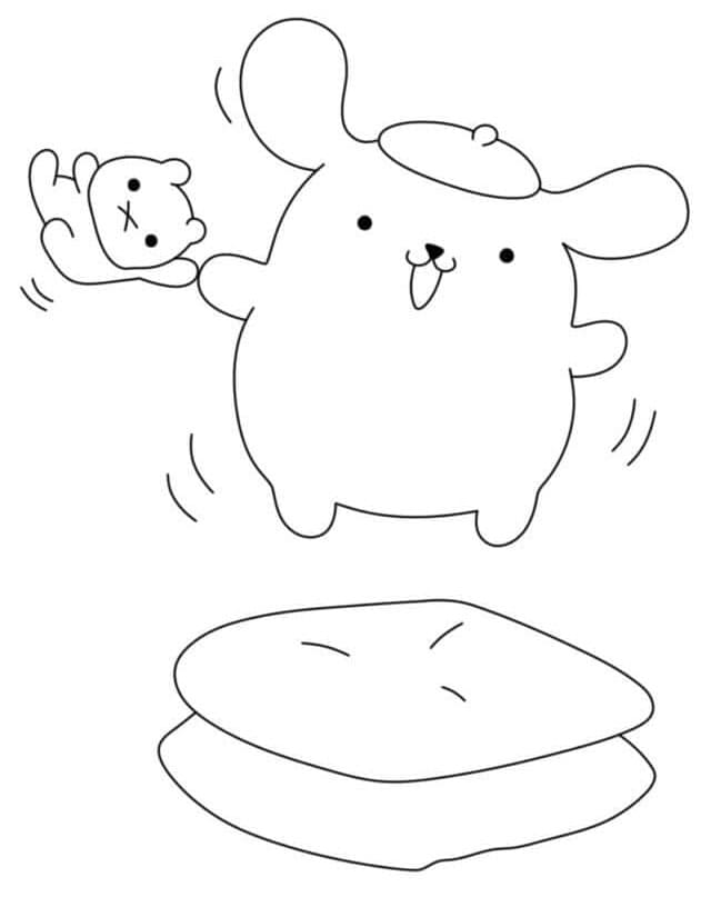 Pompompurin hopper på puderne Tegninger til Farvelægning