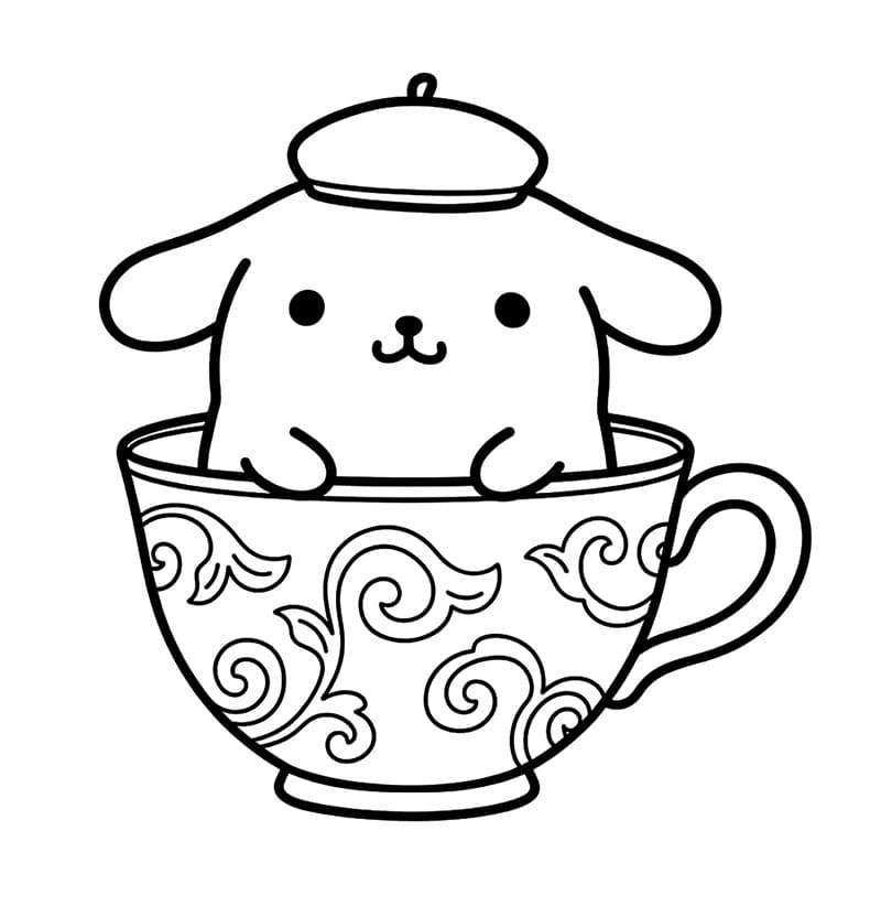 Pompompurin i et krus Tegninger til Farvelægning