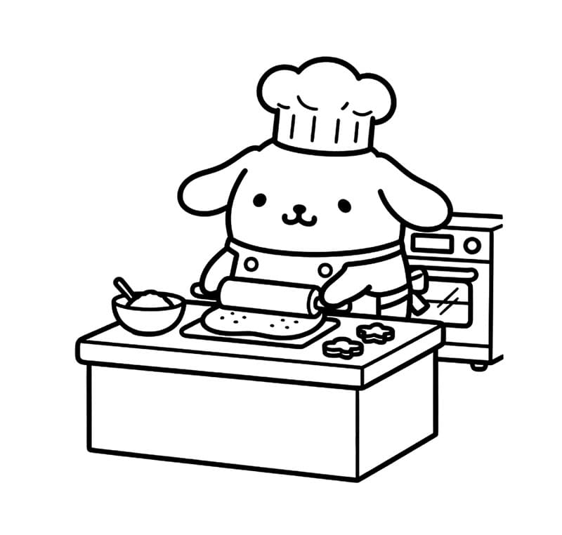 Pompompurin i køkkenet Tegninger til Farvelægning
