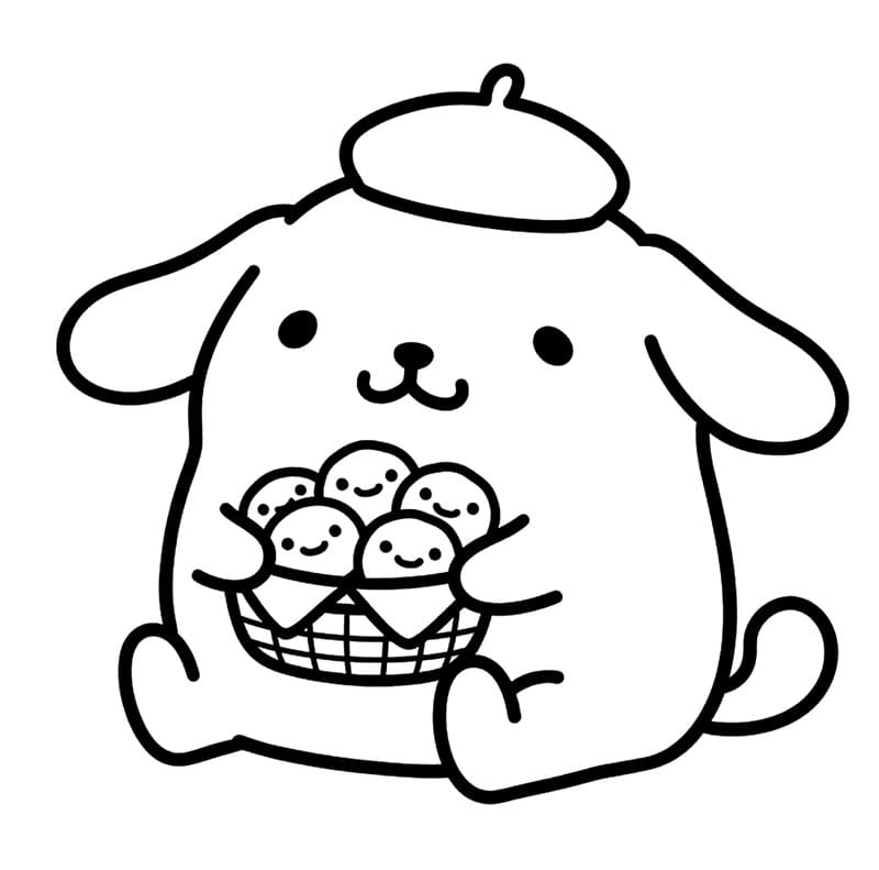Pompompurin med frugt Tegninger til Farvelægning