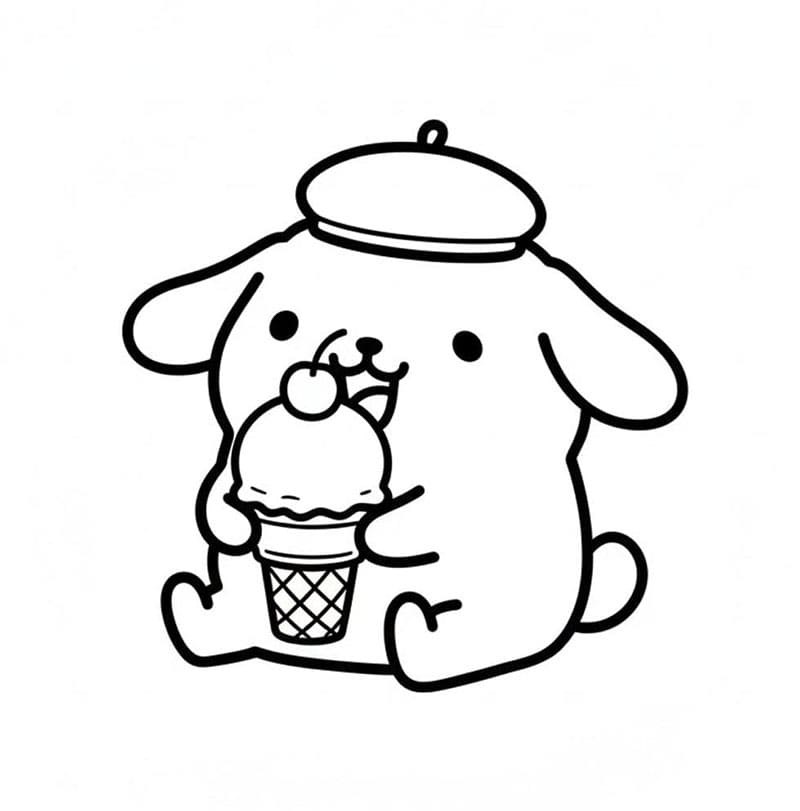 Pompompurin med is Tegninger til Farvelægning