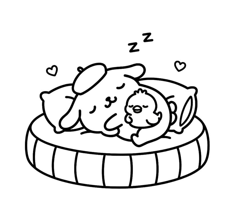 Pompompurin mens man sover Tegninger til Farvelægning