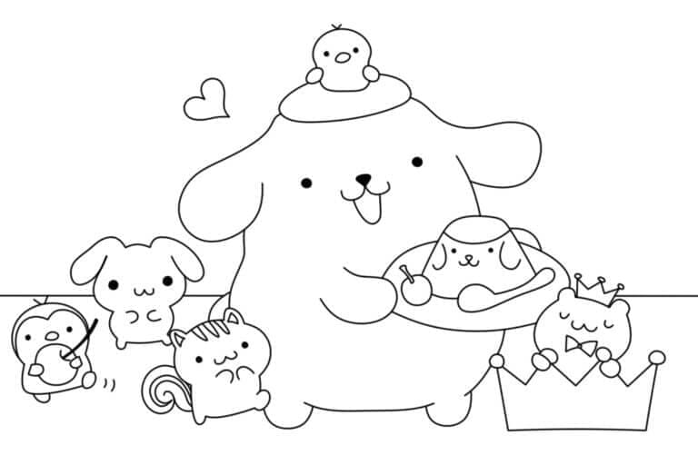 Pompompurin og venner Tegninger til Farvelægning