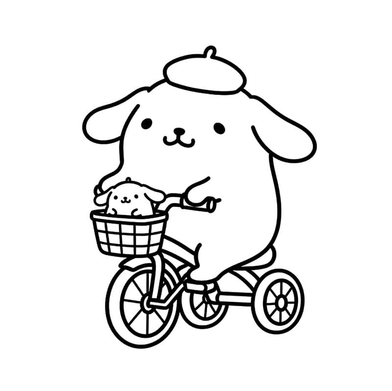 Pompompurin på cykel Tegninger til Farvelægning