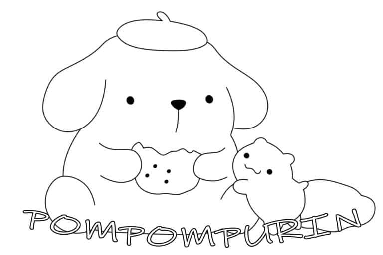 Pompompurin spiser småkager Tegninger til Farvelægning