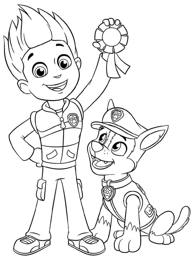 Ryder og Chase Paw Patrol Tegninger til Farvelægning