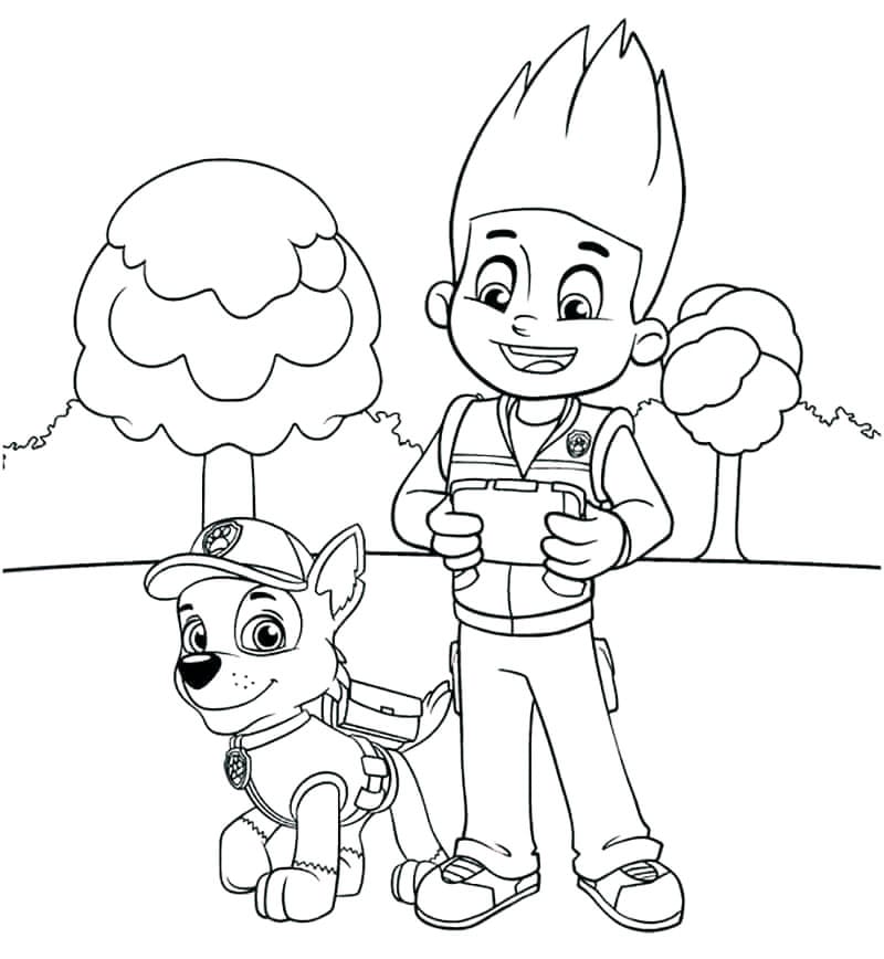 Ryder og Paw Patrol Chase Tegninger til Farvelægning