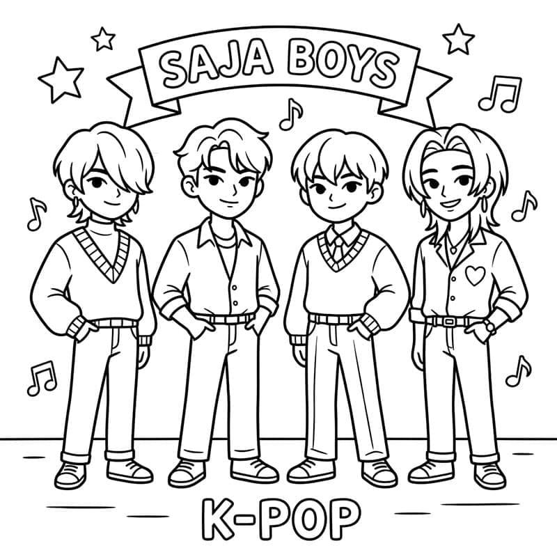 Saja Boys K-Pop-stil Tegninger til Farvelægning