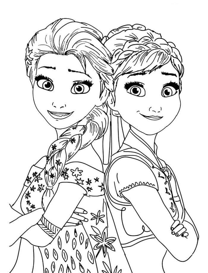 Søstrene Anna og Elsa Tegninger til Farvelægning