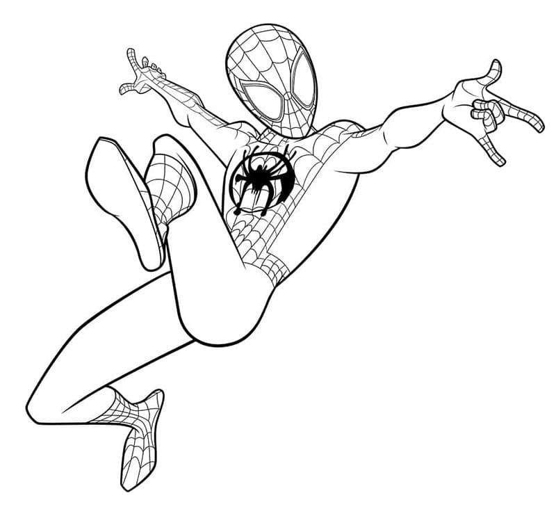 Spider-Man Miles Morales Handling Tegninger til Farvelægning