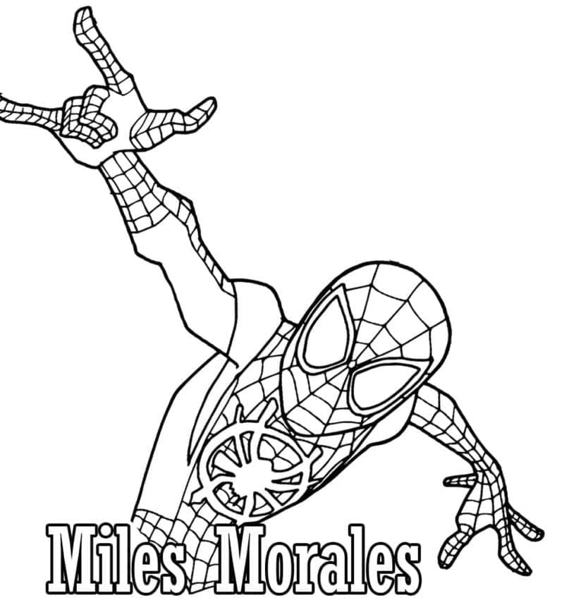 Tegning af Spider-Man Miles Morales Tegninger til Farvelægning
