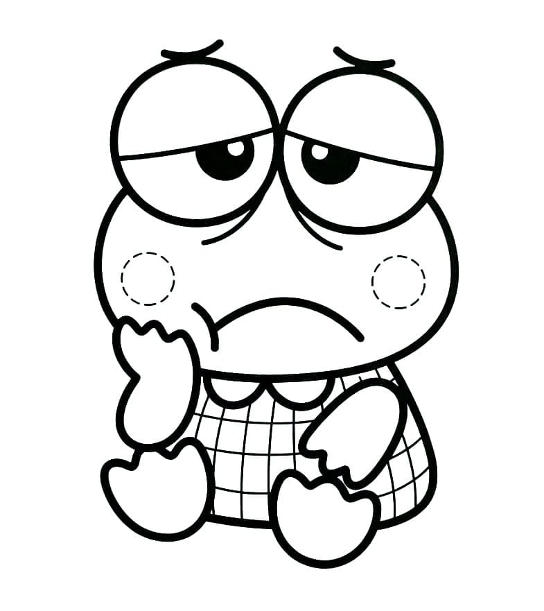 Trist Keroppi sidder Tegninger til Farvelægning