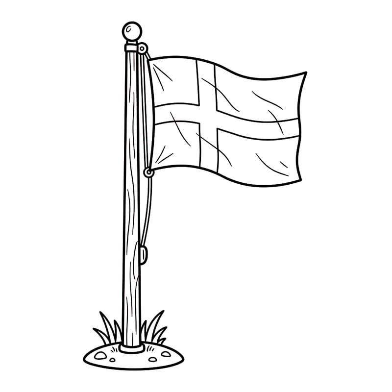 Dannebrog Flagstang Tegninger til Farvelægning