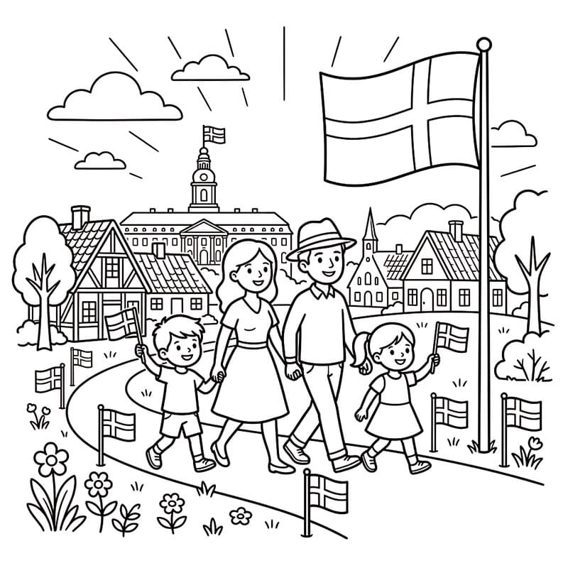 Fejring af Demokratiet Tegninger til Farvelægning