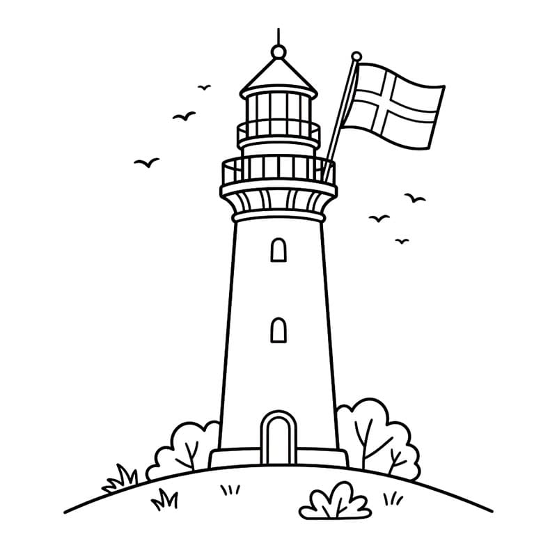 Fyrtårn Dannebrog Tegninger til Farvelægning