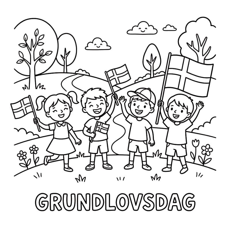 Grundlovsdag for Alle Tegninger til Farvelægning