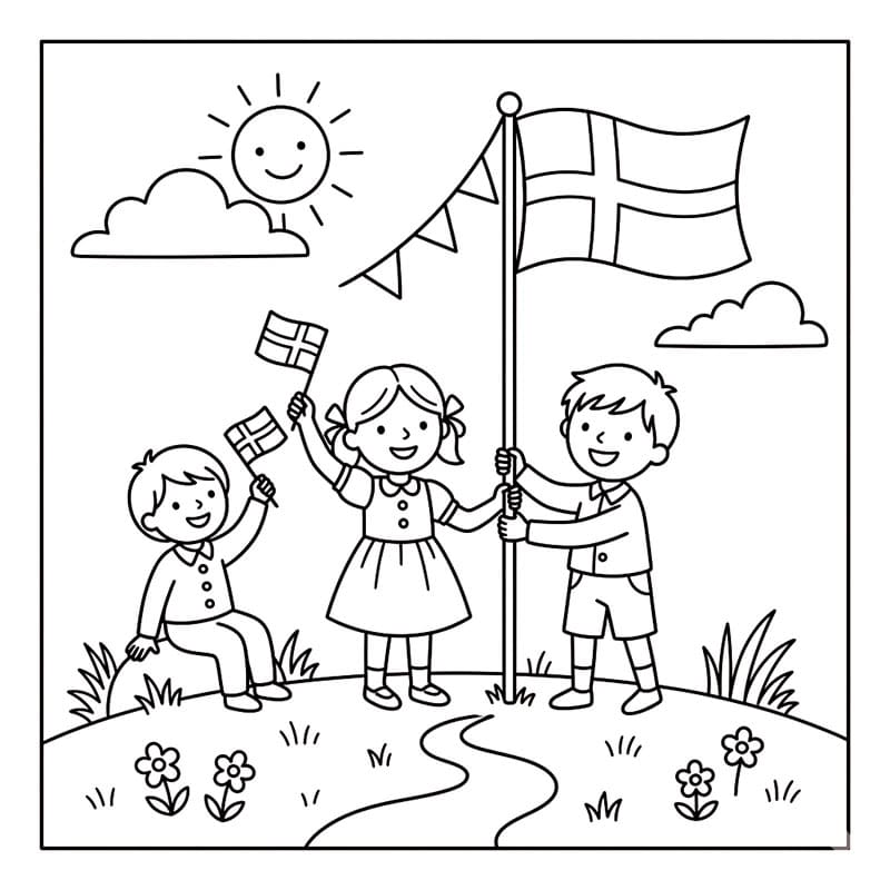Grundlovsdag i Parken Tegninger til Farvelægning