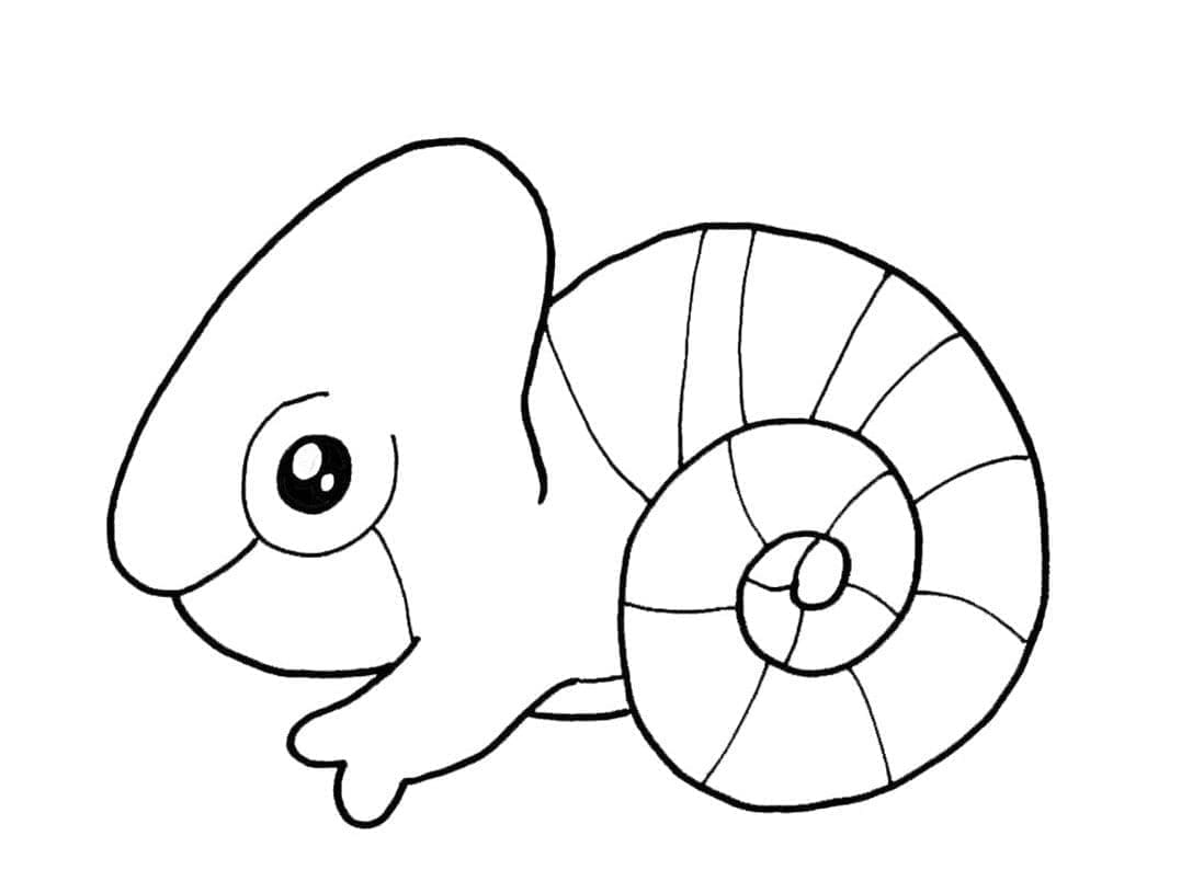 Kawaii kamæleon Tegninger til Farvelægning