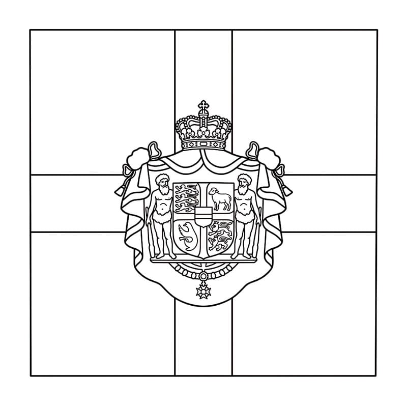 Kongelige Banner Dannebrog Tegninger til Farvelægning