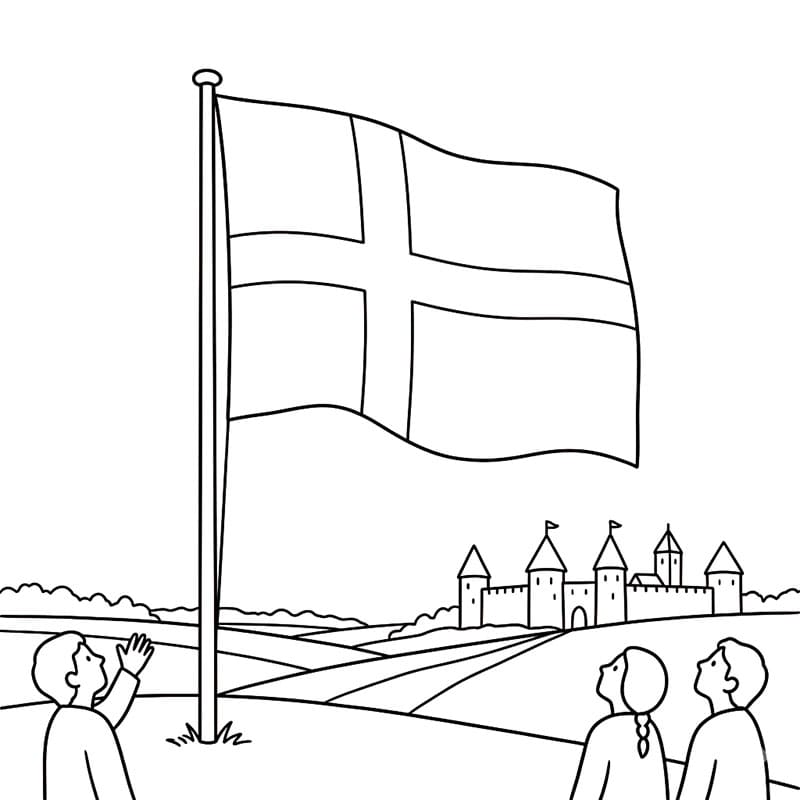Lyndanisse Dannebrog Tegninger til Farvelægning
