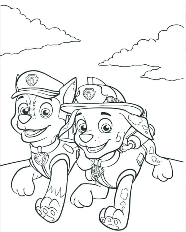 Marshall og Chase Paw Patrol Tegninger til Farvelægning