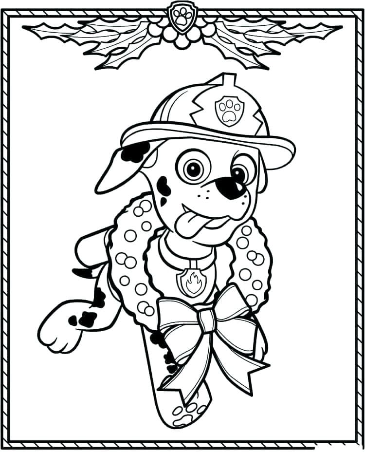 Marshall Paw Patrol til jul Tegninger til Farvelægning