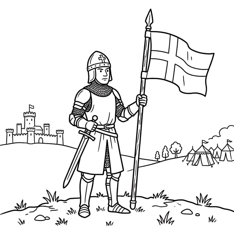 Medieval Dannebrog Tegninger til Farvelægning