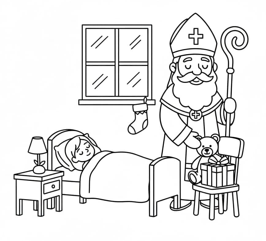 Sankt Nikolaus gratis for børn Tegninger til Farvelægning