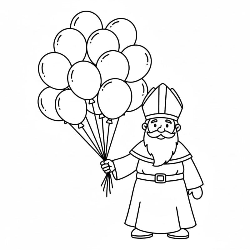 Sankt Nikolaus med balloner Tegninger til Farvelægning
