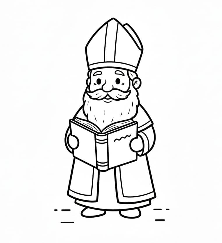 Sankt Nikolaus med bog Tegninger til Farvelægning