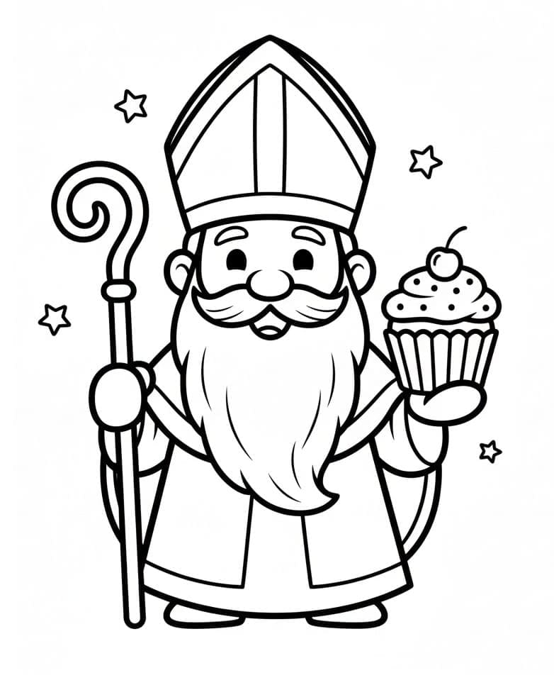 Sankt Nikolaus og Cupcake Tegninger til Farvelægning
