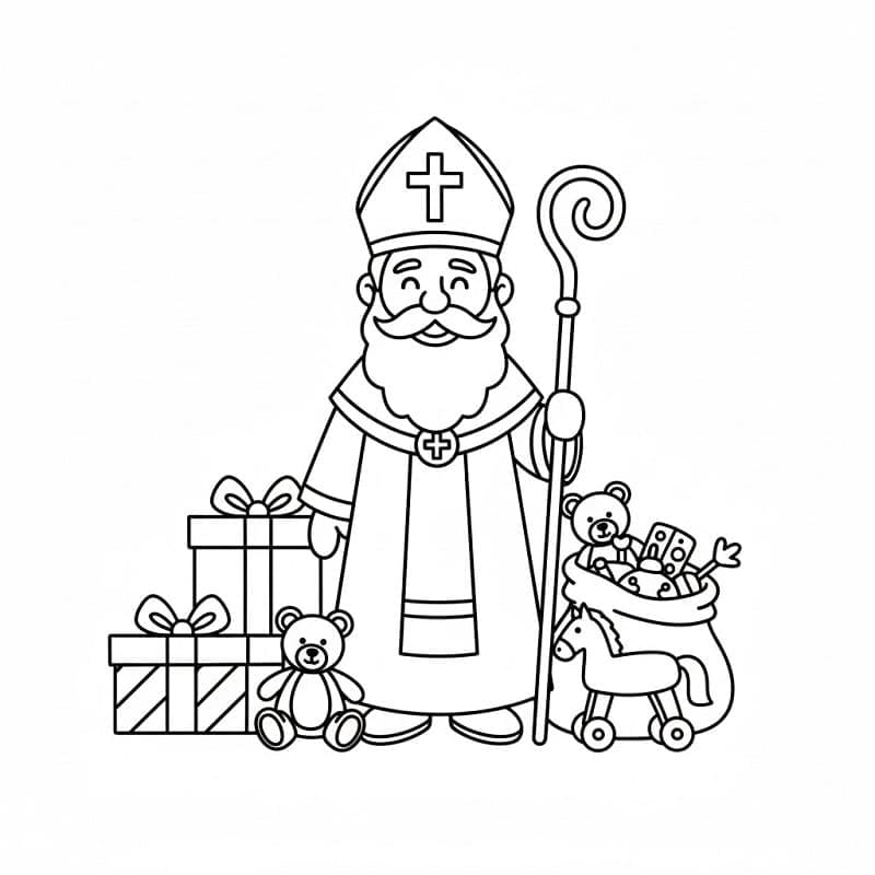Sankt Nikolaus og gaver Tegninger til Farvelægning