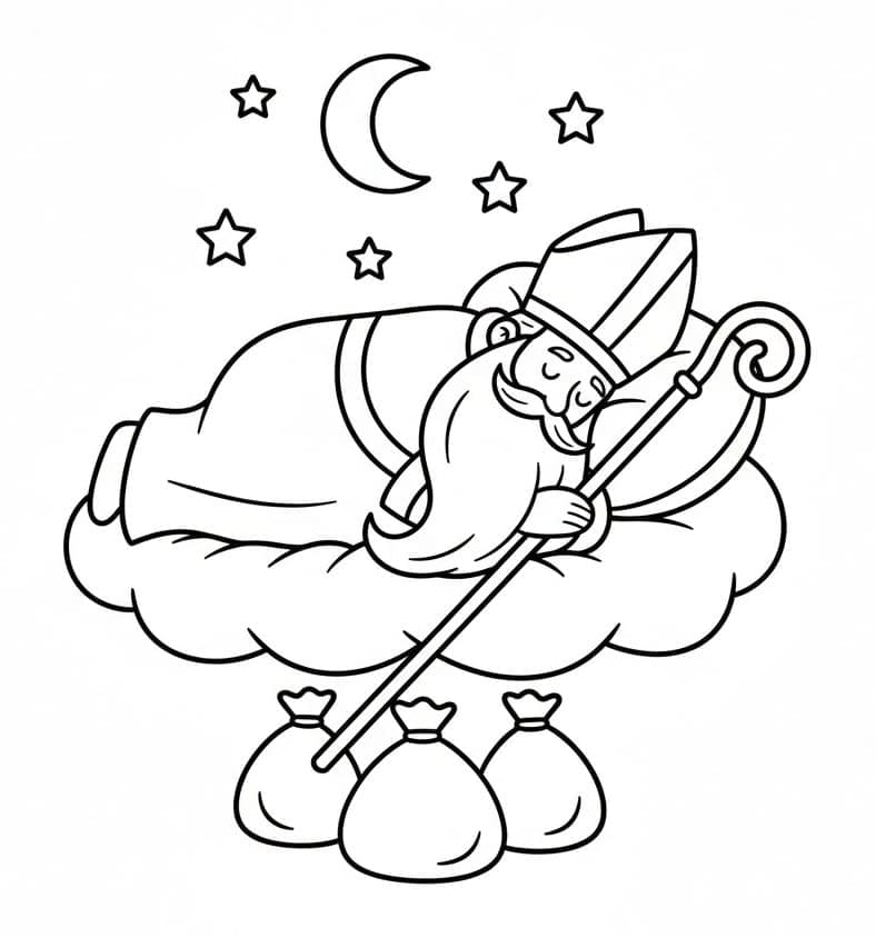 Sankt Nikolaus sover Tegninger til Farvelægning