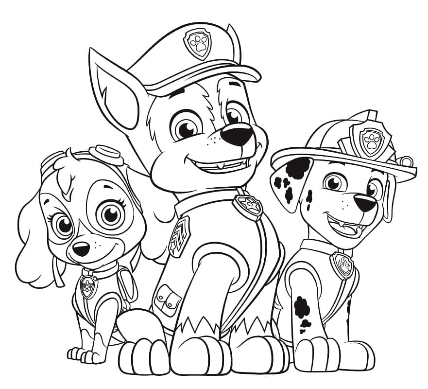 Skye, Chase and Marshall Tegninger til Farvelægning