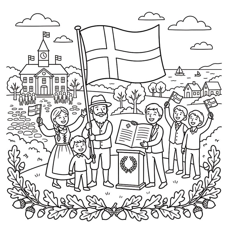 Taler på Grundlovsdag Tegninger til Farvelægning