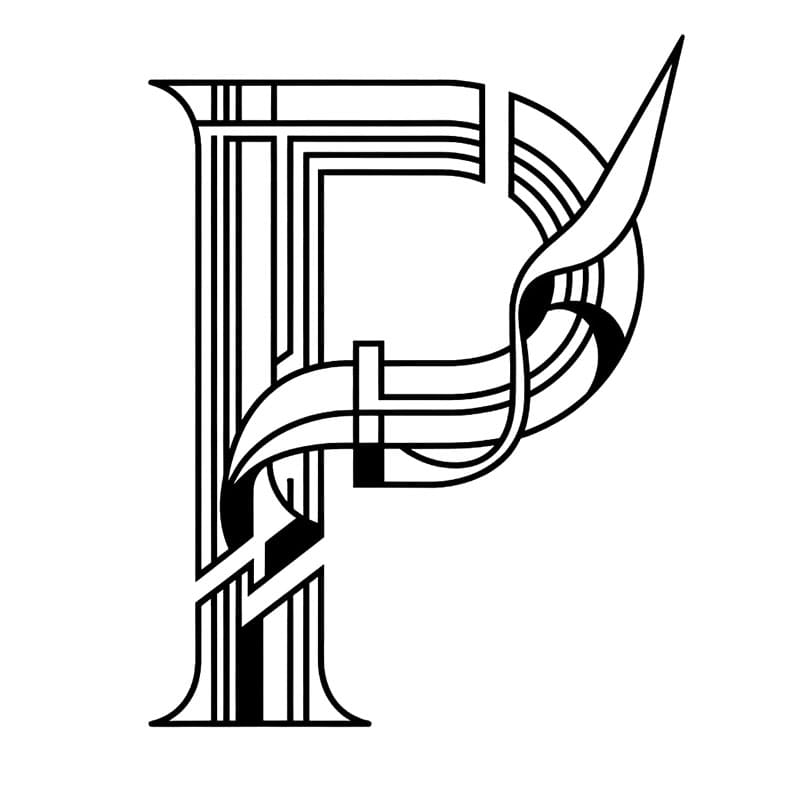Typografi Bogstavet P Tegninger til Farvelægning