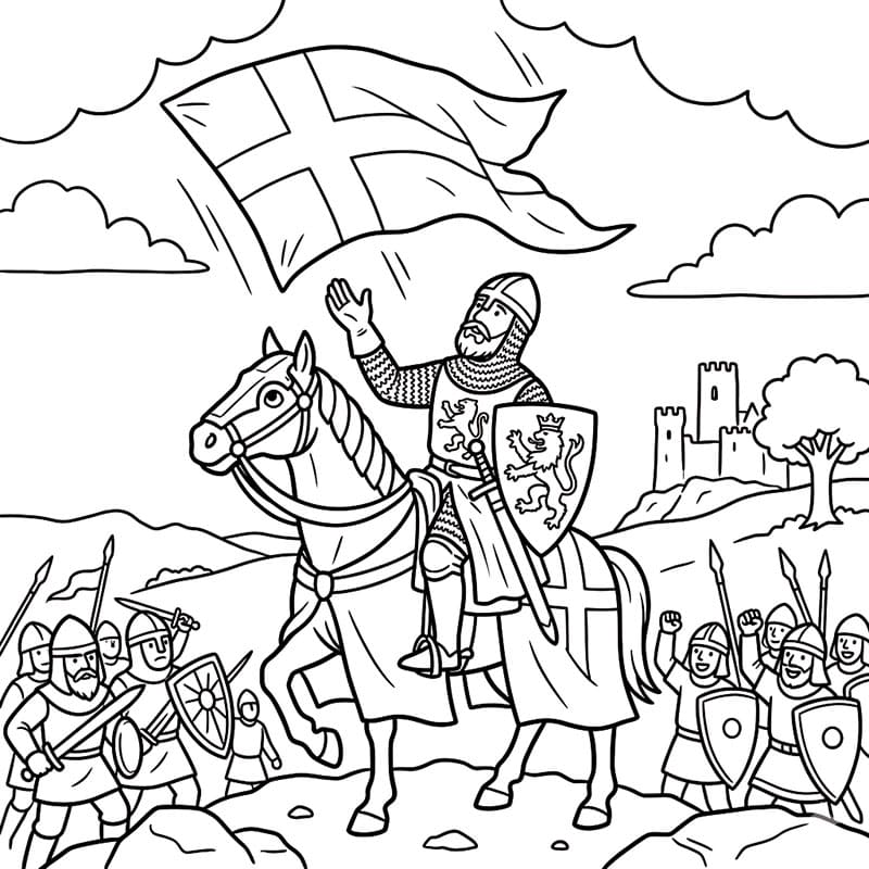 Valdemar og Dannebrog Tegninger til Farvelægning