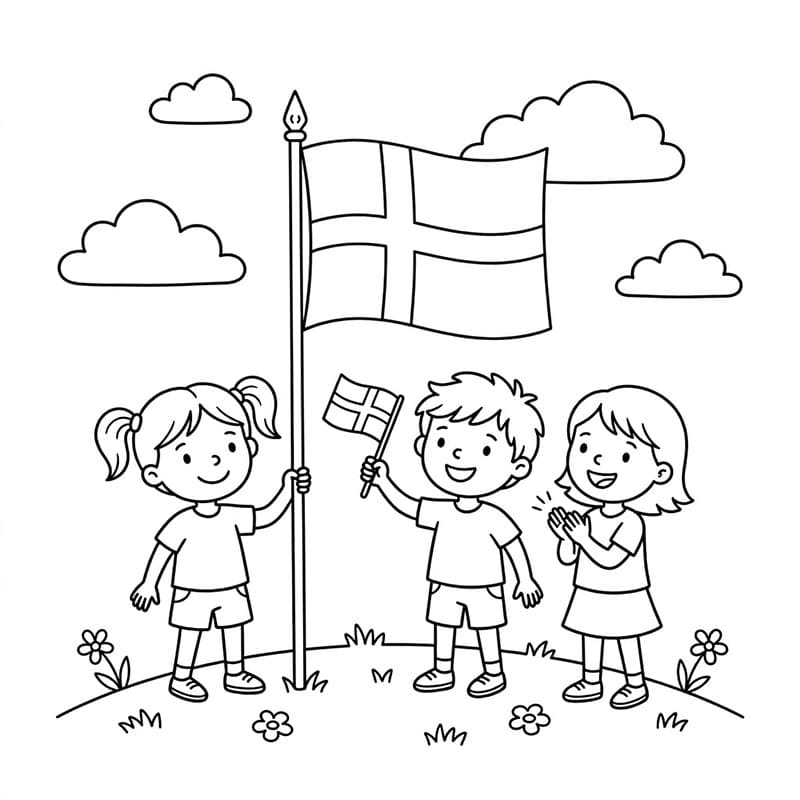 Valdemarsdag gratis Tegninger til Farvelægning