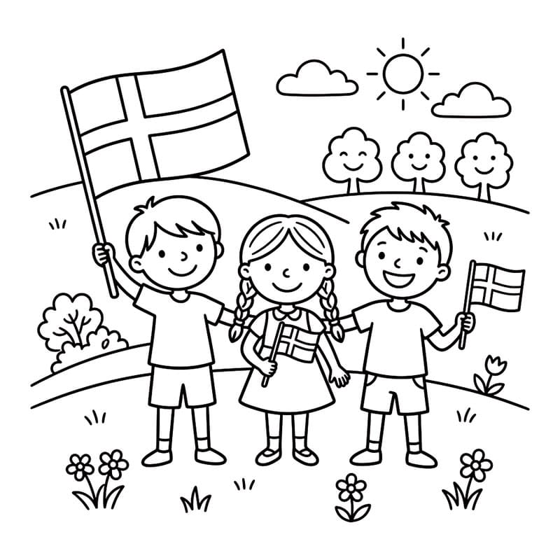 Venner Fejrer Grundlovsdag Tegninger til Farvelægning