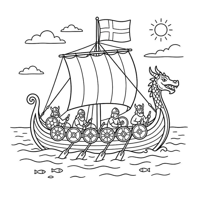 Viking Dannebrog Tegninger til Farvelægning