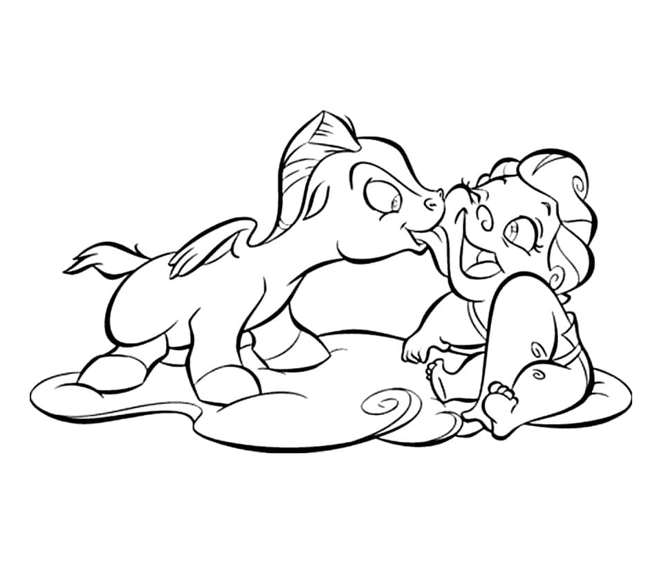 Baby Pegasus og Herkules Tegninger til Farvelægning