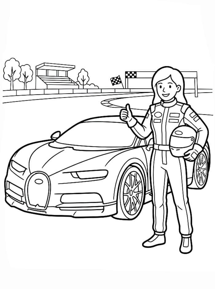 Bugatti og racerkørere Tegninger til Farvelægning
